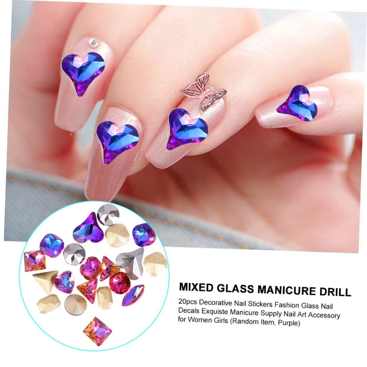 Наклейки для ногтей Декоративные 20 шт. Аксессуары для маникюра Разные дизайны Голубой, фото №5