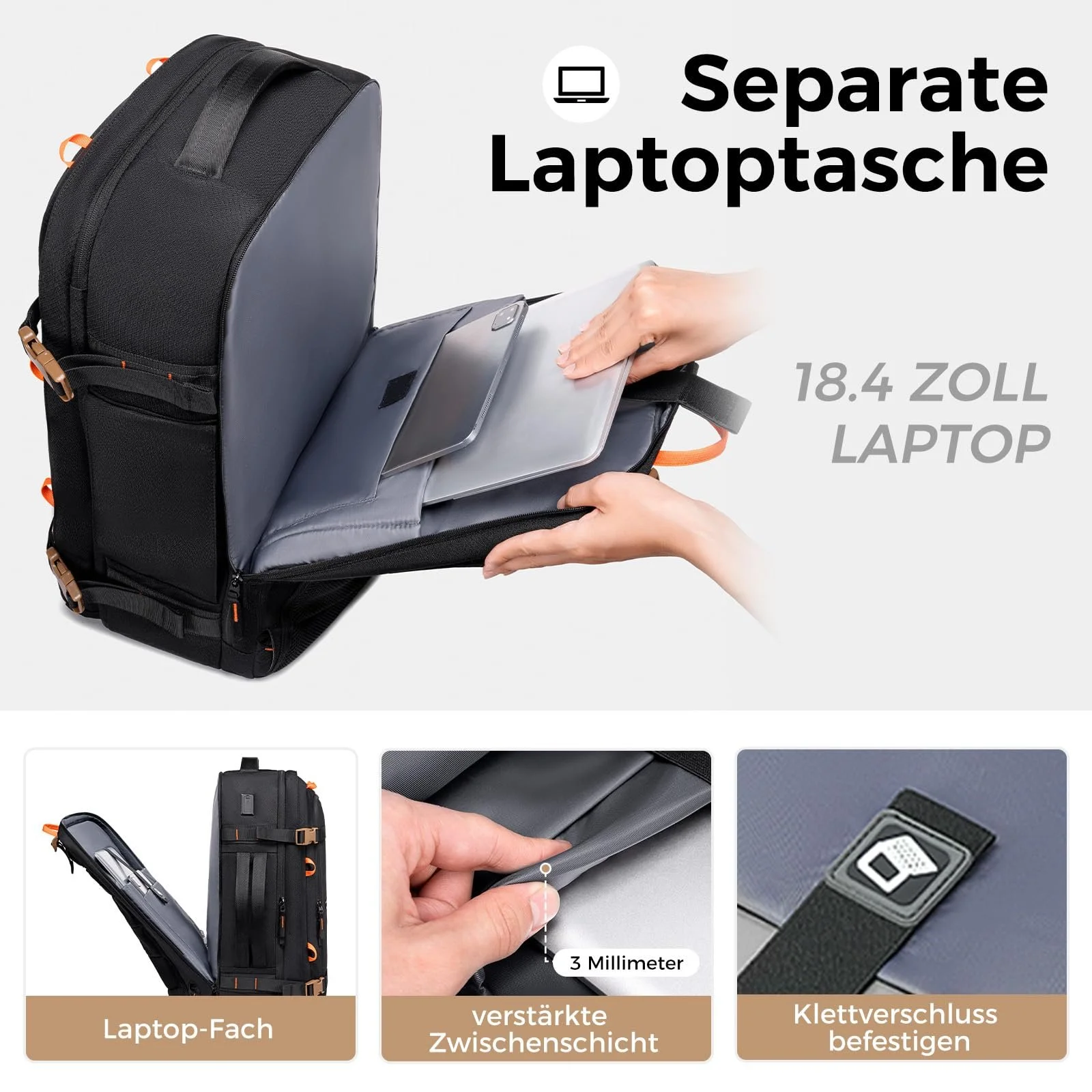 Дорожный рюкзак Fenree.geer 18.4 Inches Expandable 49L-59L Black, фото №6 Дорожный рюкзак Fenree.geer 18.4 Inches Expandable 49L-59L Black, фото №6