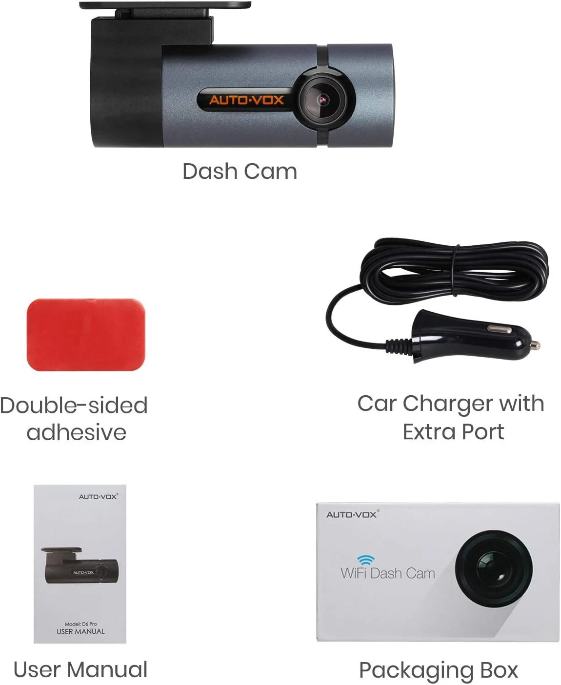 Відеореєстратор AUTO-VOX D6 Pro / Full HD / 152° / Wi-Fi / Нічне бачення /  Чорний, фото №8