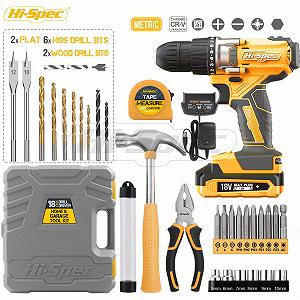 Набор Hi-Spec 30-Инструмент DIY Компактный с 18 В Аккумуляторная Дрель, Дрель, Аккумуляторная Дрель и Отвертка, Молоток - Все Важные Ручные Инструменты и Аксессуары цена на synthetic.ua - Фото 1 Набор Hi-Spec 30-Инструмент DIY Компактный с 18 В Аккумуляторная Дрель, Дрель, Аккумуляторная Дрель и Отвертка, Молоток - Все Важные Ручные Инструменты и Аксессуары synthetic.ua - Фото 1