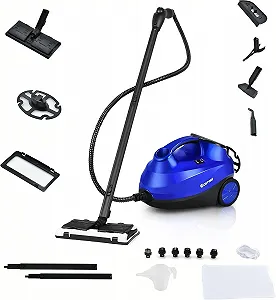 Пароочисник COSTWAY 2000 Вт, тиск пари: макс. 4 бар, 19 аксесуарів у комплекті, час нагріву: 5 хвилин, температура: до 108 C, резервуар: 1,5 л, світлодіодний індикатор - Фото 1