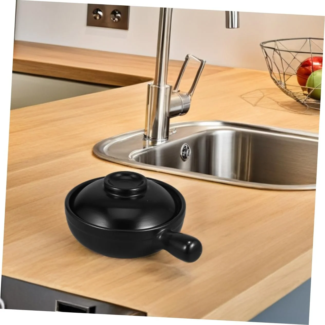 Горшок для запекания глиняный термостойкий с крышкой натуральный, фото №4