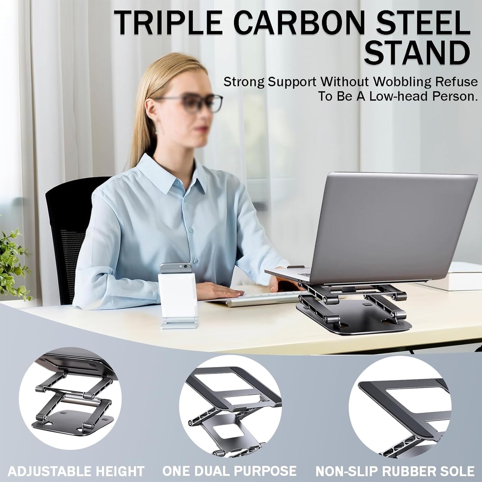 Підставка для ноутбука, Ергономічний складаний дизайн, Сталева конструкція, фото №3 Підставка для ноутбука, Ергономічний складаний дизайн, Сталева конструкція, фото №3