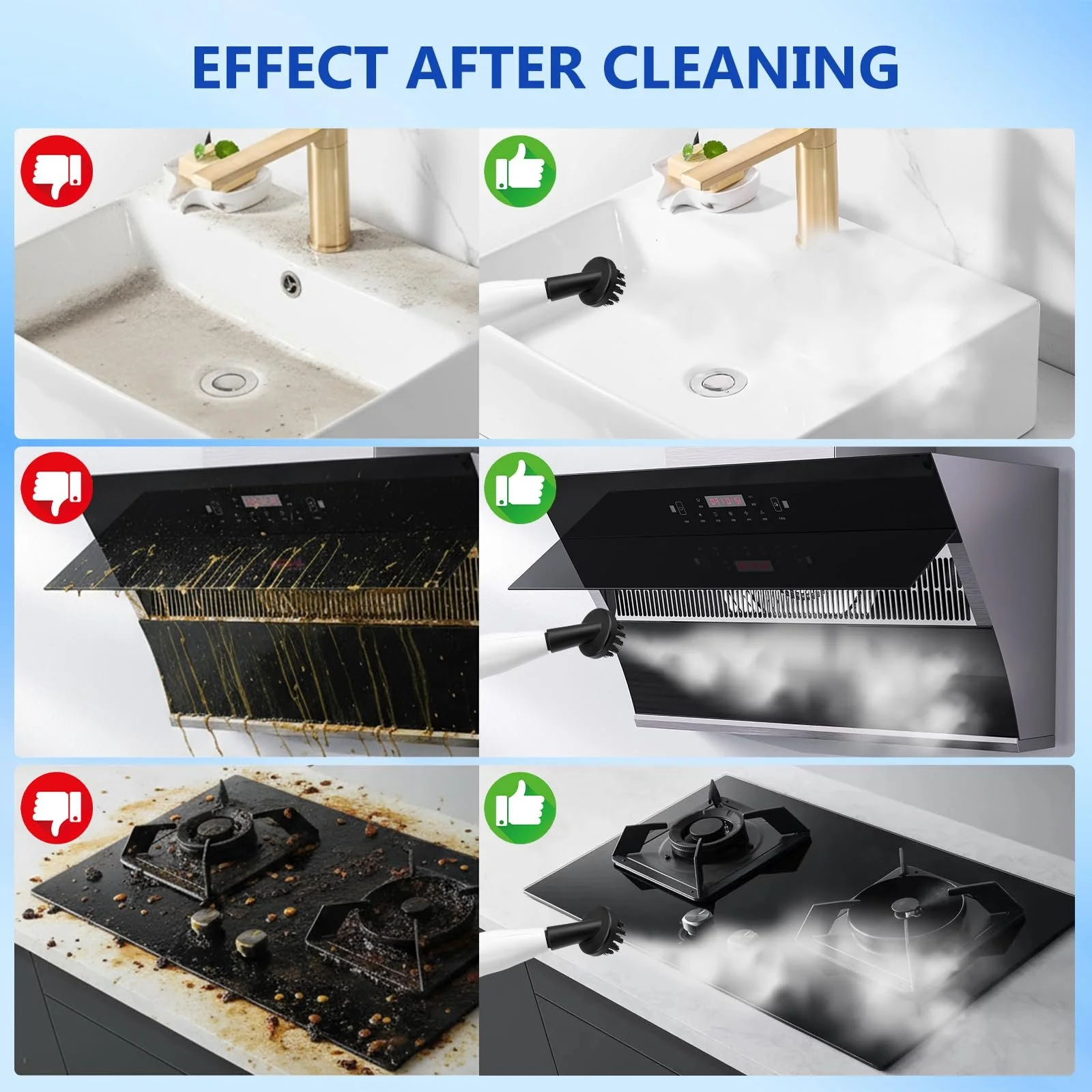 Пароочисник ручний 2500 W 1200 мл 4.5 Bar з 8 аксесуарами та сенсорним екраном, фото №4