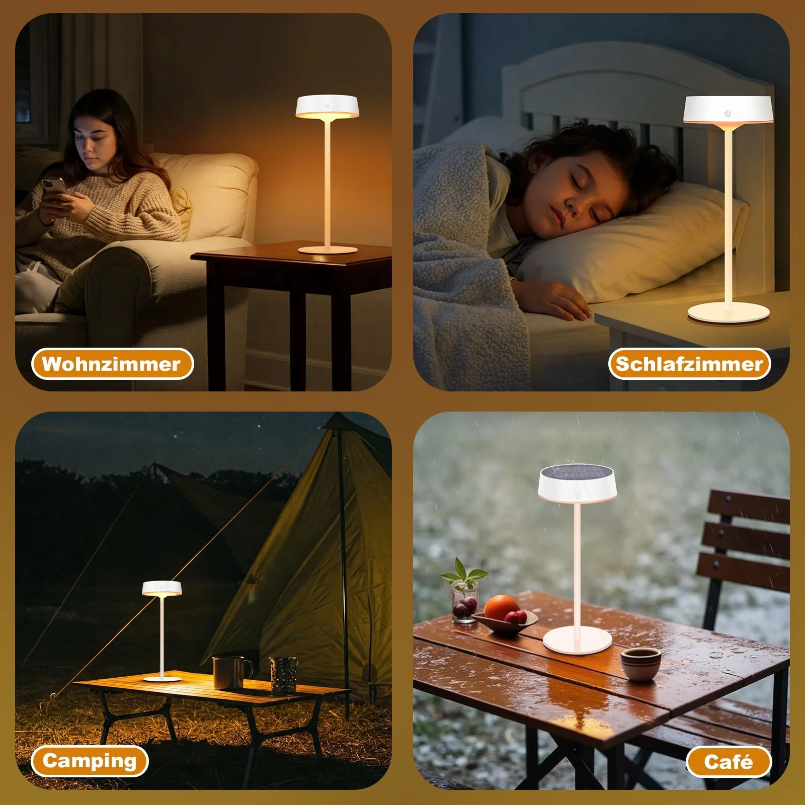 Настільна лампа Rosnek LED бездротова на сонячній батареї IP67 3 колірні температури Біла, фото №7