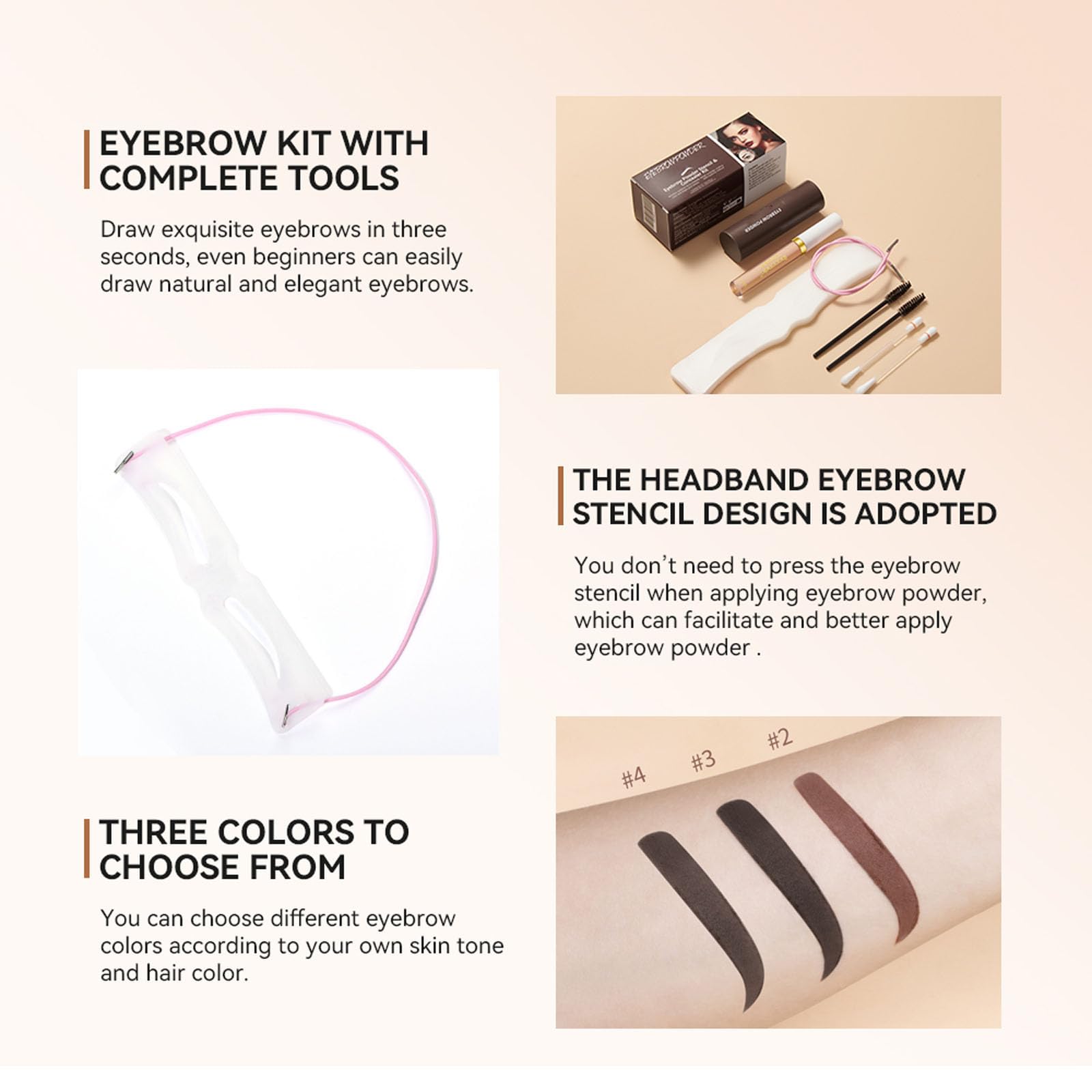 Набор штампов для бровей с трафаретами Тёмно-коричневый, фото №5