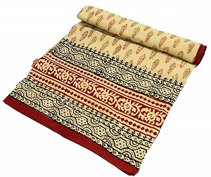 Покривало Блок-Друк GURU SHOP, Накидка на ліжко та диван, Ручна робота Дизайн 18, Слонова кістка, Бавовна - Фото 1