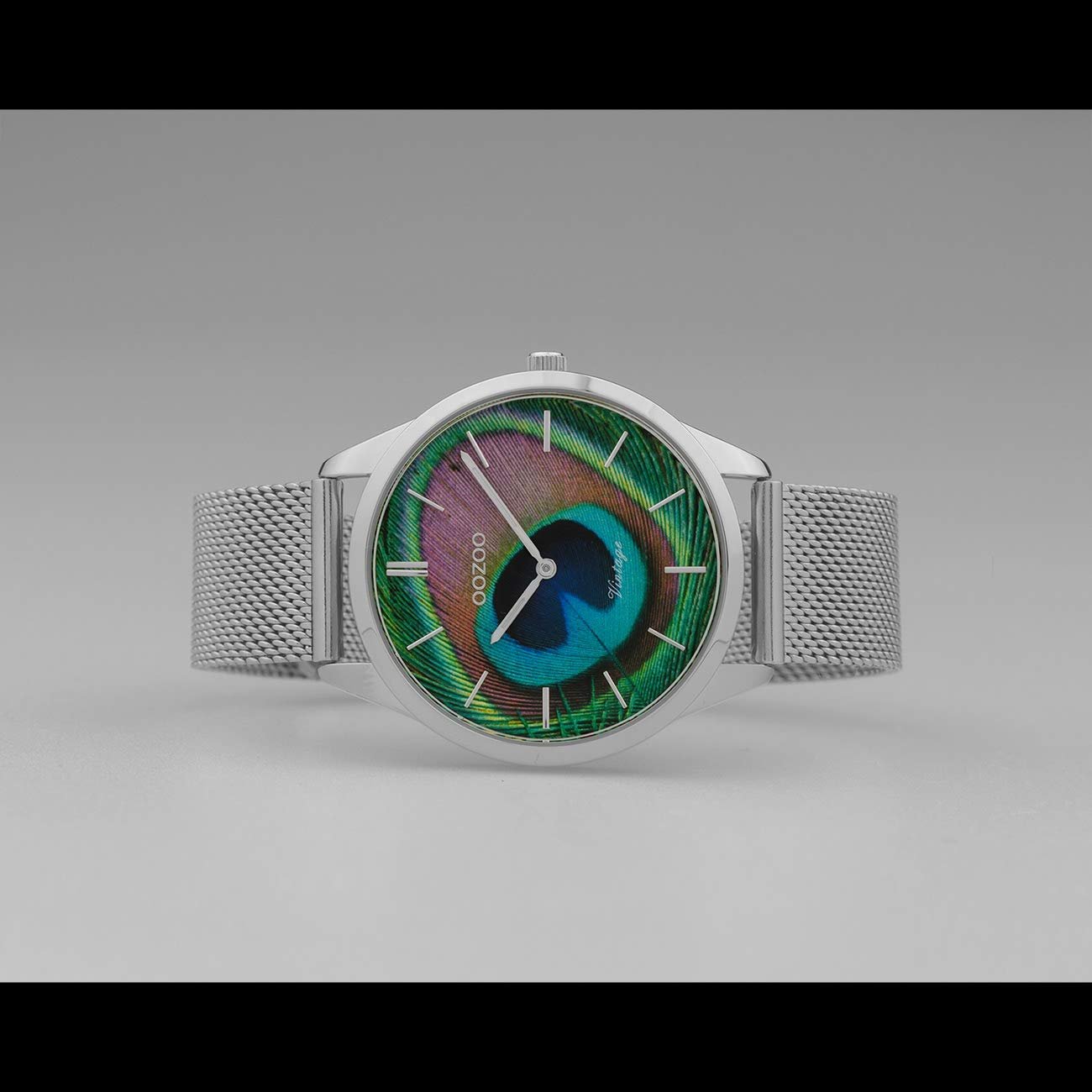Женские часы Oozoo Vintage Миланский браслет из нержавеющей стали Циферблат «Павлин» 43 мм Серебристый C10250, Серебристо-зеленый, красный, синий, желтый, черный, Браслет, фото №5 Женские часы Oozoo Vintage Миланский браслет из нержавеющей стали Циферблат «Павлин» 43 мм Серебристый C10250, Серебристо-зеленый, красный, синий, желтый, черный, Браслет, фото №5