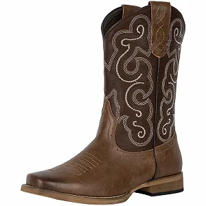 Чоловічі Черевики J's.o.l.e Коричневі з квадратним носком та вишивкою - Фото 1