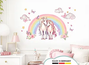 Наклейка на стіну Little Deco Sammelauktion DL5137 Design 3 Єдинороги з веселкою без імені synthetic.ua - Фото 1
