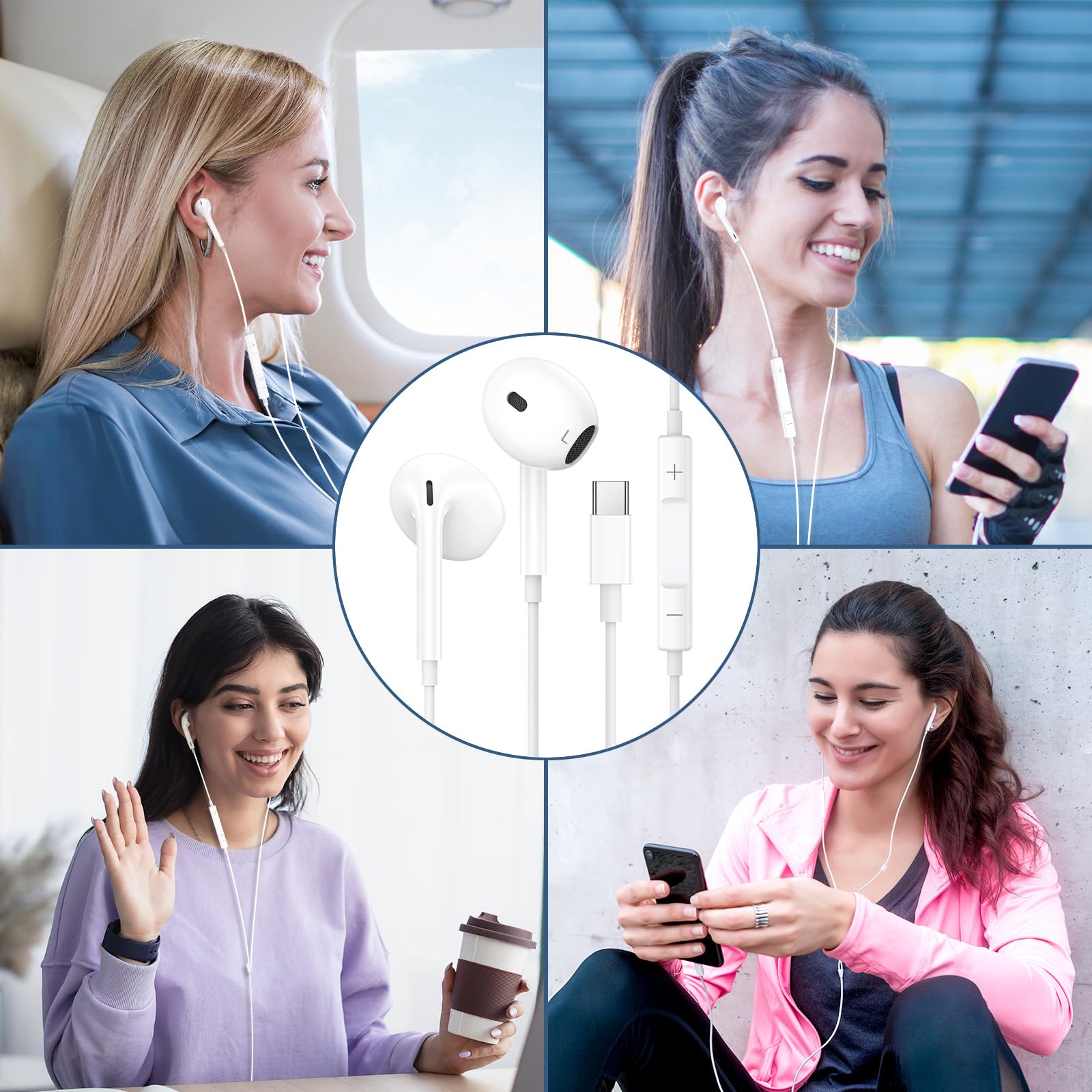 Кабельные наушники для iPhone 15 USB C наушники с микрофоном и HiFi стерео совместимые с iPhone 15 Pro/15 Plus/15 ProMax/iPad Pro/Air/Mini/Samsung S24, фото №6