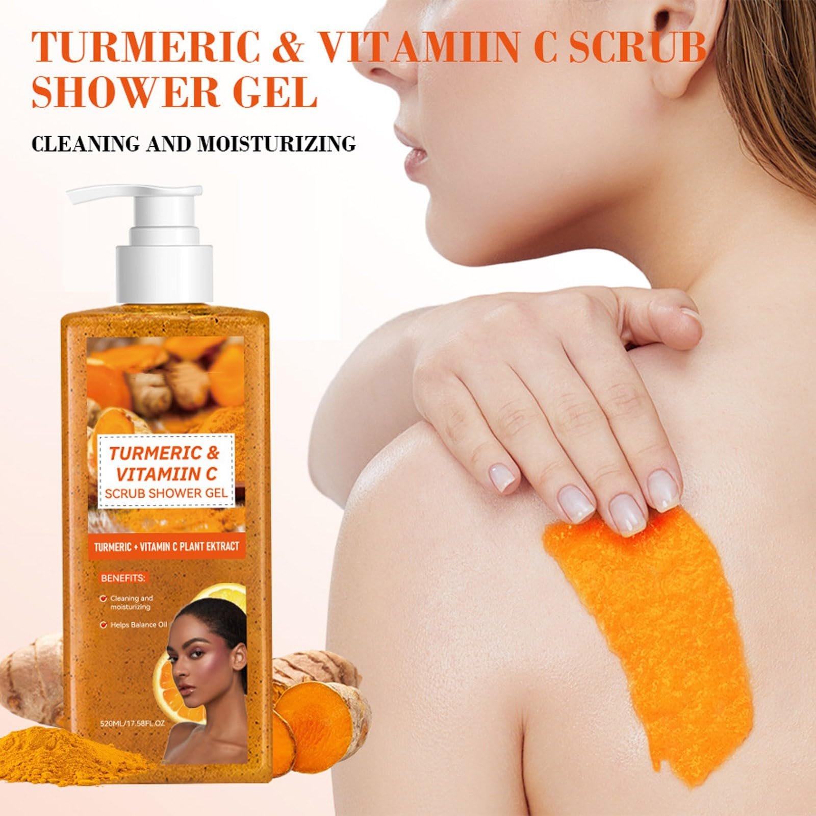 Гель-пілінг для душу Turmeric Vitamin C відлущуючий з куркумою 520 мл, фото №6 Гель-пілінг для душу Turmeric Vitamin C відлущуючий з куркумою 520 мл, фото №6