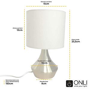 Настільна лампа ONLI сатиновий метал та білий тканинний абажур 6 Вт золотиста synthetic.ua - Фото 1