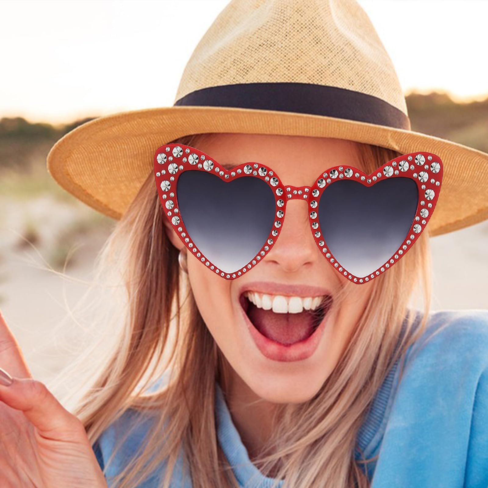 Сонцезахисні окуляри Серце Doukesh Жіночі, серцеподібні зі стразами, фото №7