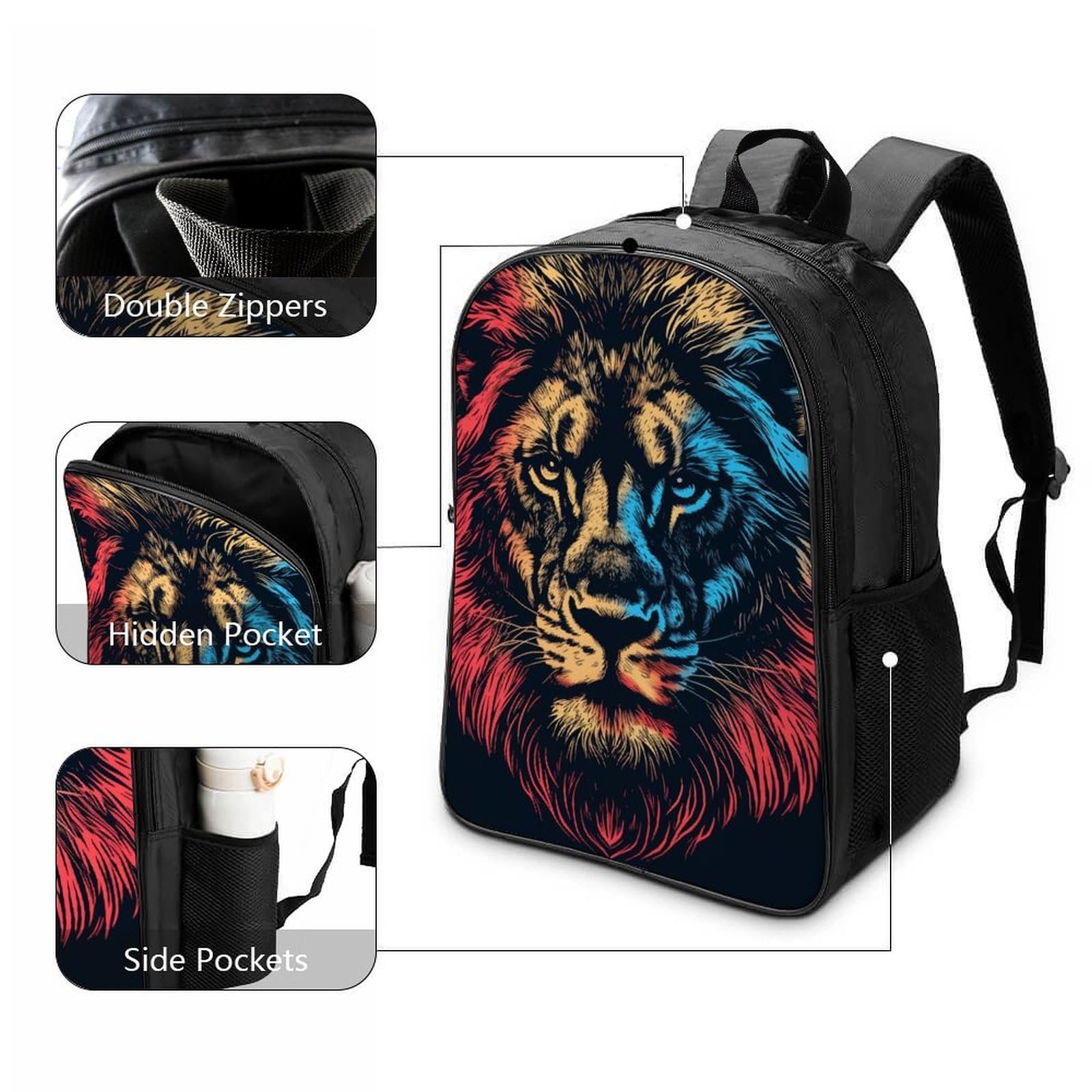 Рюкзак DPEOANEBN Lion 3D 40x28x16см, фото №3