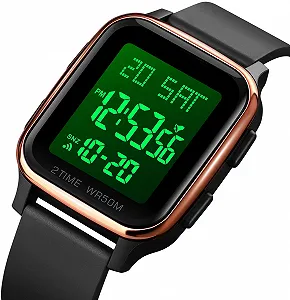 Цифровые LED часы Findtime Мужские Женские Прямоугольные Квадратные Большие Цифры Унисекс Мужские Спортивные Водонепроницаемые Двойное Время Таймер Секундомер Черный synthetic.ua - Фото 1