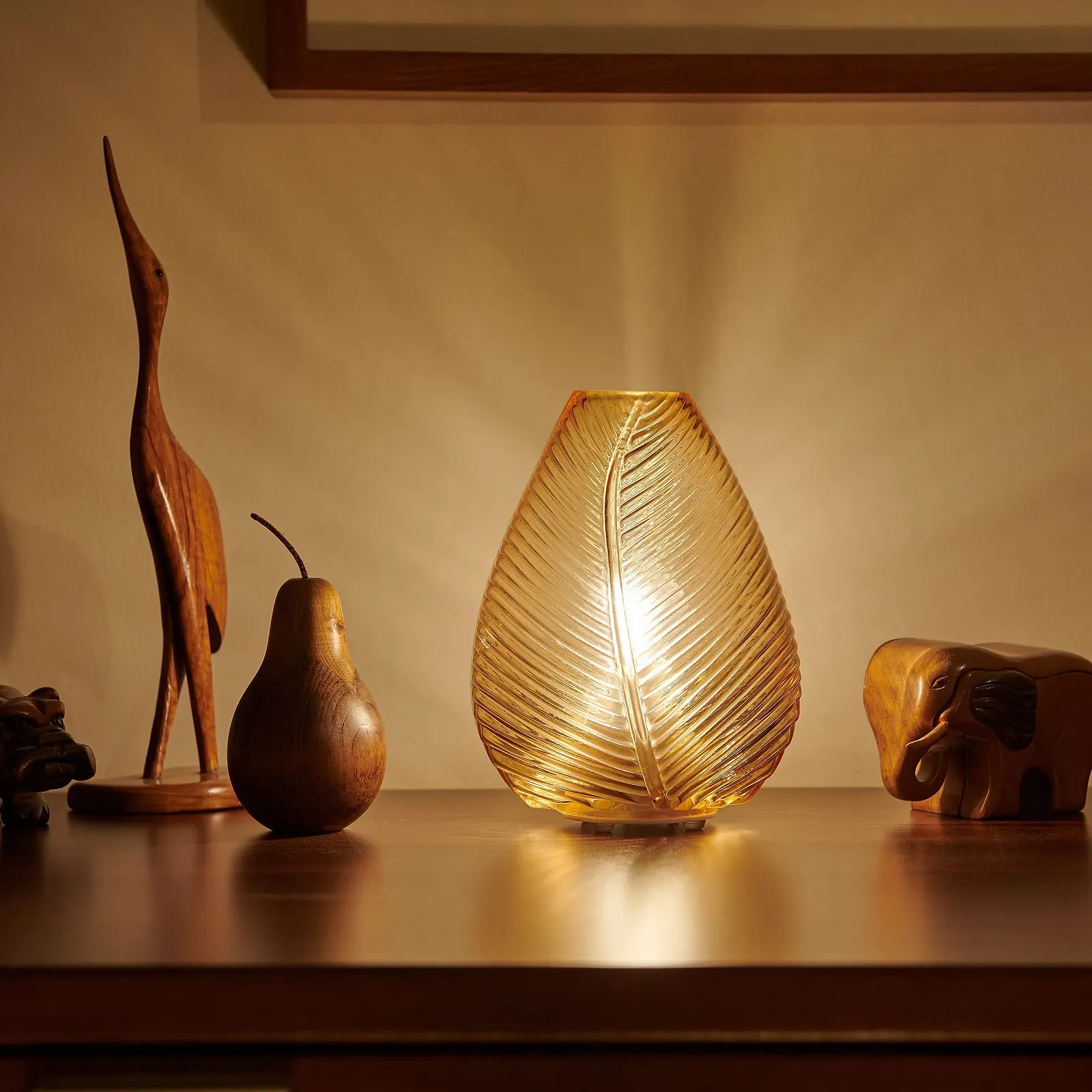 Настільна лампа Auraglow Leaf Акумуляторна USB Скляна Світлодіодна., фото №3