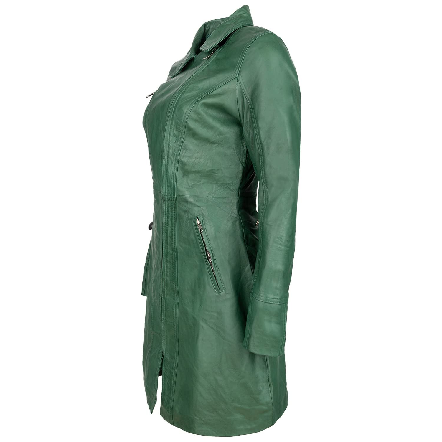 Шкіряна куртка URBAN Janice 5884 Жіноча, довга модель, фото №3