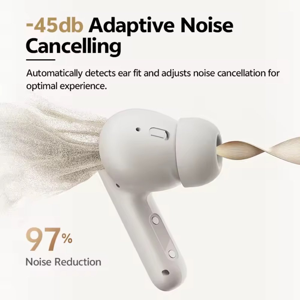 Навушники QCY Buds ANC Black -45dB BT5.4 Multipoint 6 мікрофонів з AI, фото №5