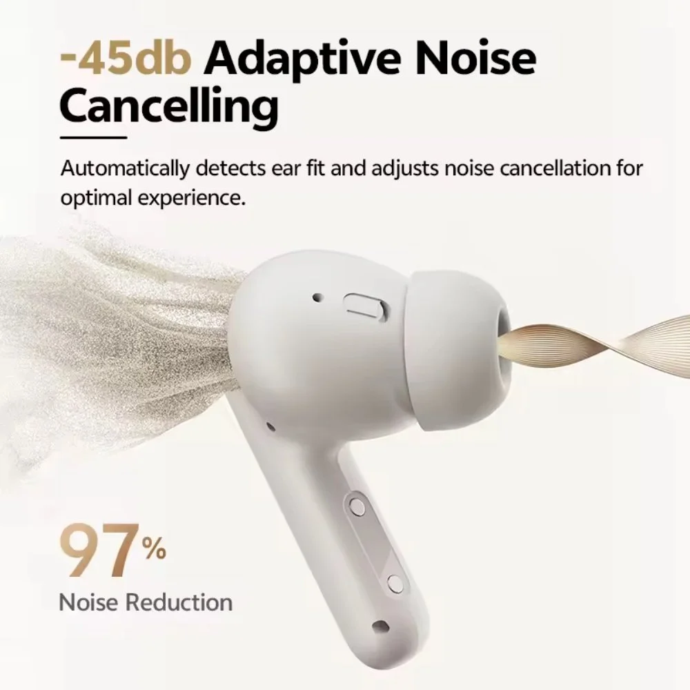 Наушники QCY Buds ANC White -45dB BT5.4 Multipoint 6 микрофонов с AI, фото №4