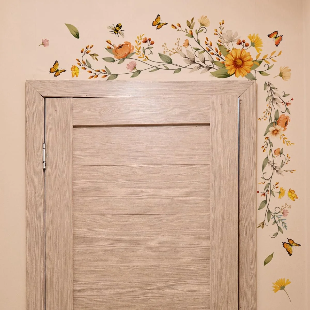 Наклейка на стену COVPAW Цветочная лиана Ромашки Бабочки 30 x 90 см, фото №6