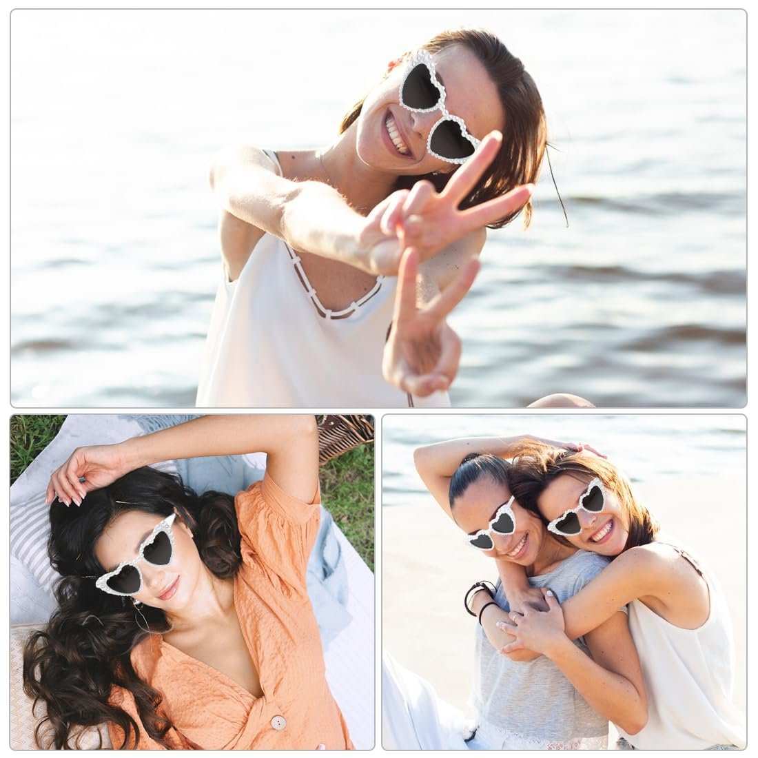 Солнцезащитные очки Сердце Augesak с жемчужинами, фото №7