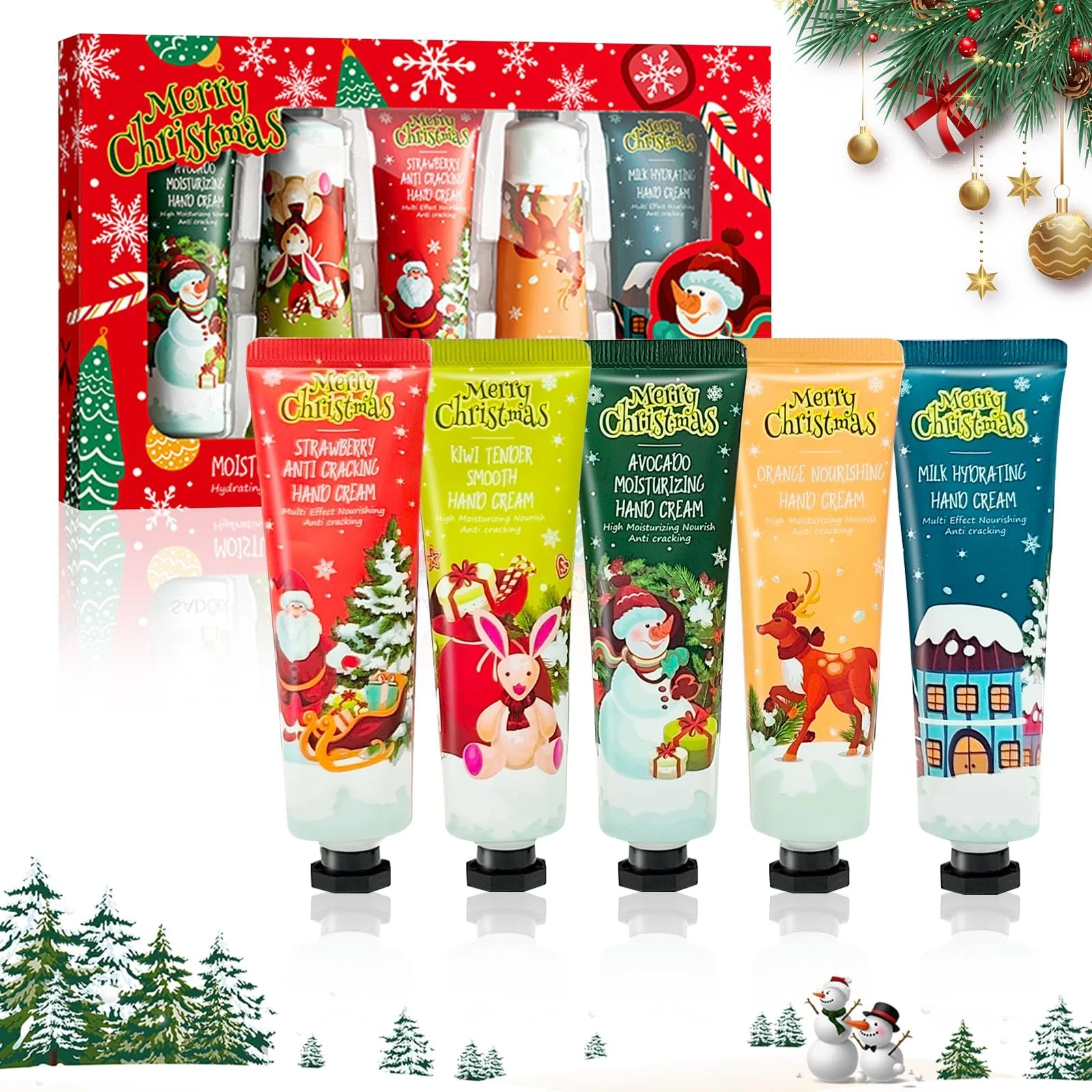 Набір із 5 різдвяних кремів для рук, зволожуючий, фото №1