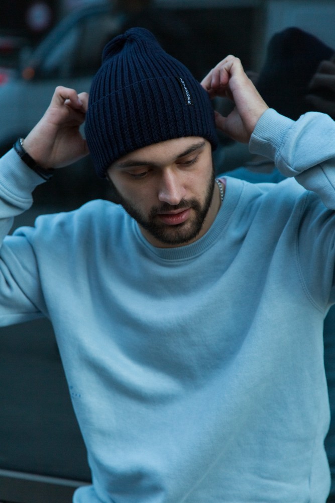 Шапка с подворотом Intruder Long синяя, фото №4