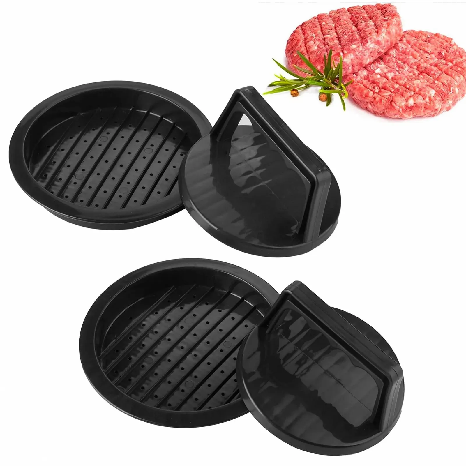 Пресс для бургеров Burger Maker Пластиковый Набор из 2 шт. Черный, фото №1
