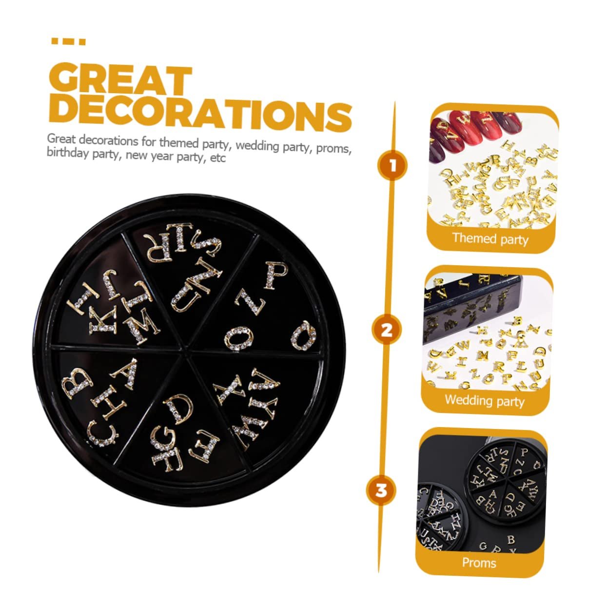 Стразы для ногтей Алфавит FRCOLOR 52 шт Золотистый, фото №7 Стразы для ногтей Алфавит FRCOLOR 52 шт Золотистый, фото №7