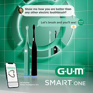 Електрична звукова зубна щітка GUM Smart One 4 режими 6 тижнів роботи додаток Чорна synthetic.ua - Фото 1