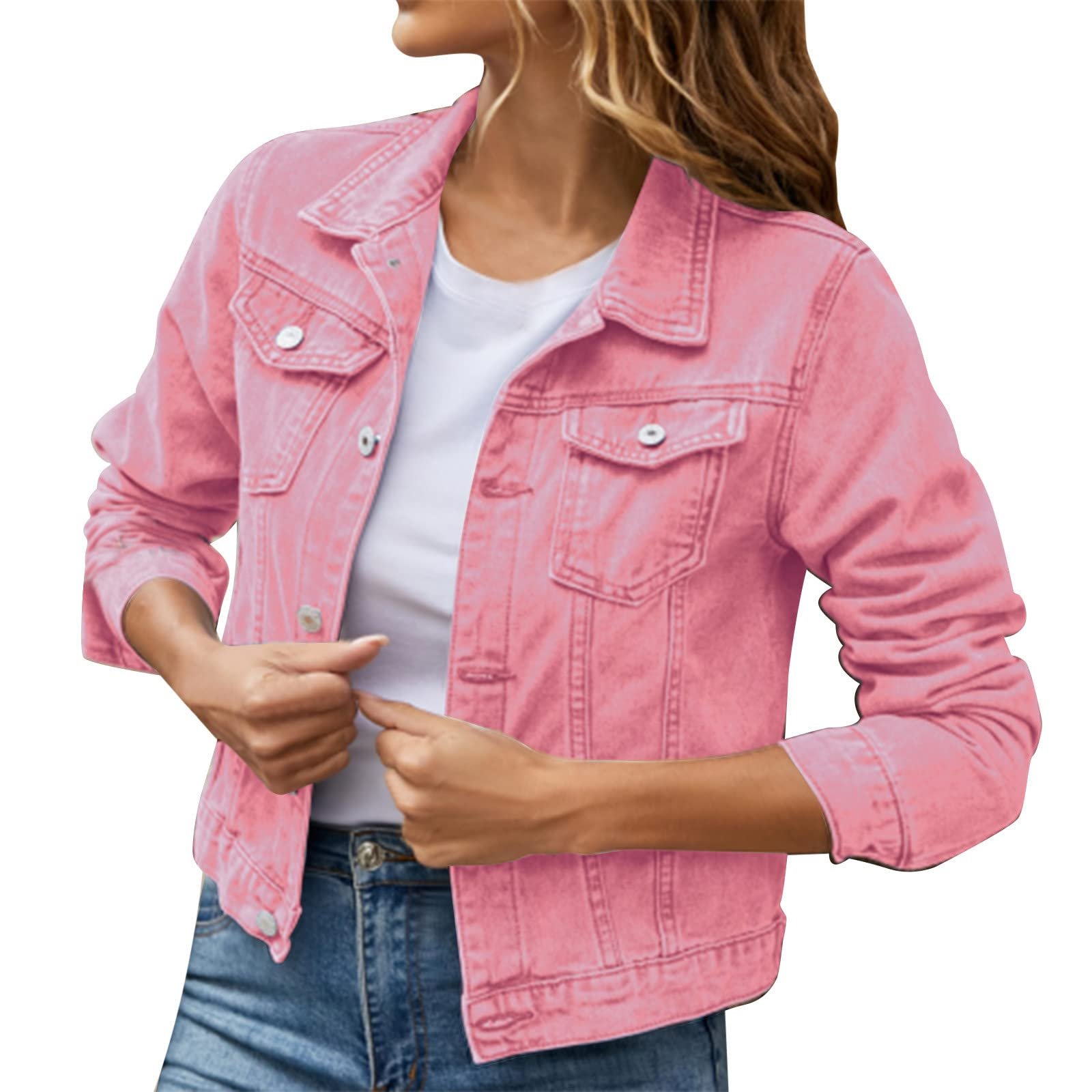 Джинсова куртка Generisch Жіноча Однотонний Чорний Fashion Streetwear, фото №2