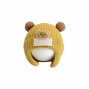 Зимняя шапка Вязаные шапки с рожками для детей и младенцев Желтый - Фото 1