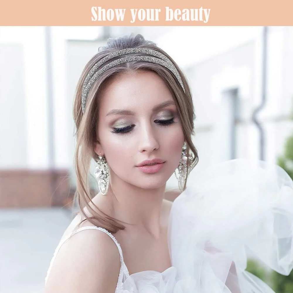 Обруч для волосся зі стразами, 3 штуки, модний, фото №6