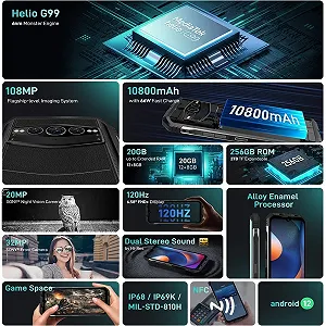 Смартфон DOOGEE S100 (2023) Helio G99 20/256GB 10800mAh 108MP 6.58" NFC Black synthetic.ua - Фото 1