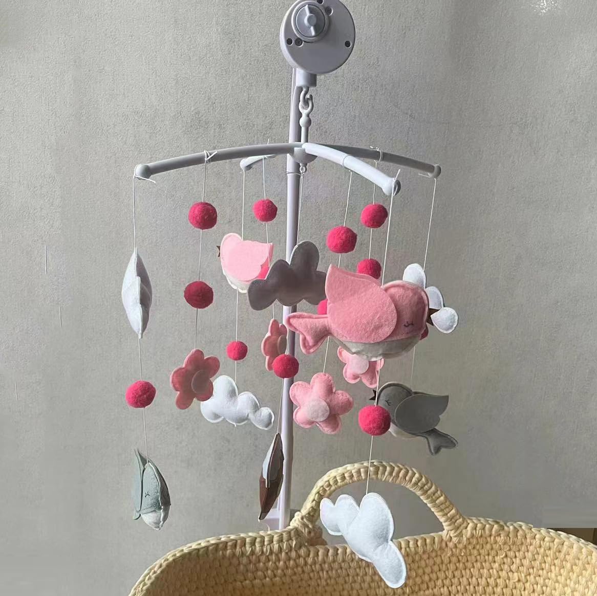 Мобиль для младенцев Pink Bird Детская Кровать, Мобильный Пеленальный Столик, Мобильная Деревянная Ветряная Звоночка, Мобильные Детские Ветряные Колокольчики с Фетровыми Шариками, Декор Для Детской, Подарок Для Новорождённого, фото №6
