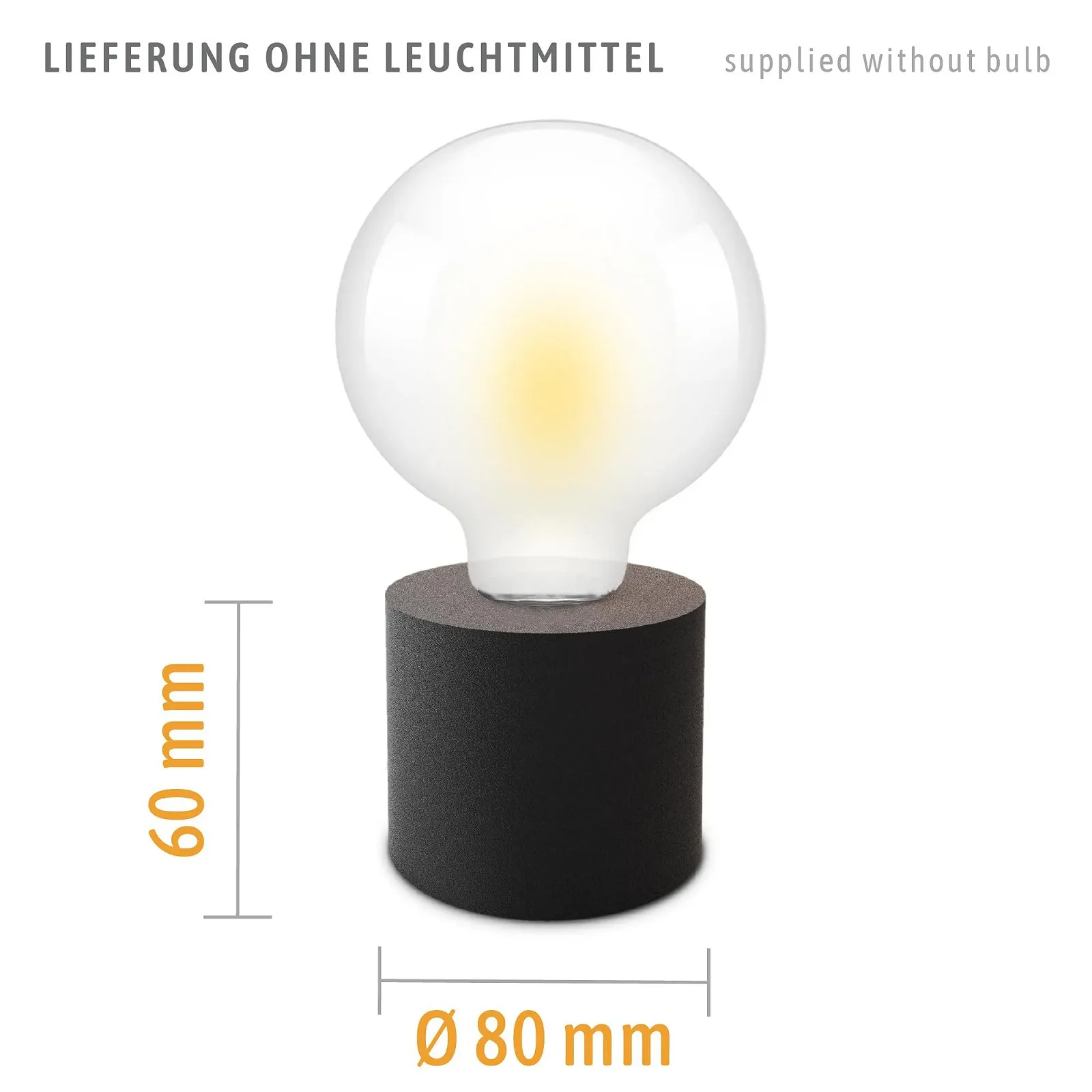 Настільна лампа SSC-LUXon NAMBI Набір з 2 шт. кругла E27 з кабелем та вимикачем чорна, фото №5