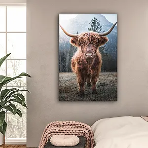 Картина на полотні MuchoWow Шотландська корова 80 x 120 см synthetic.ua - Фото 1