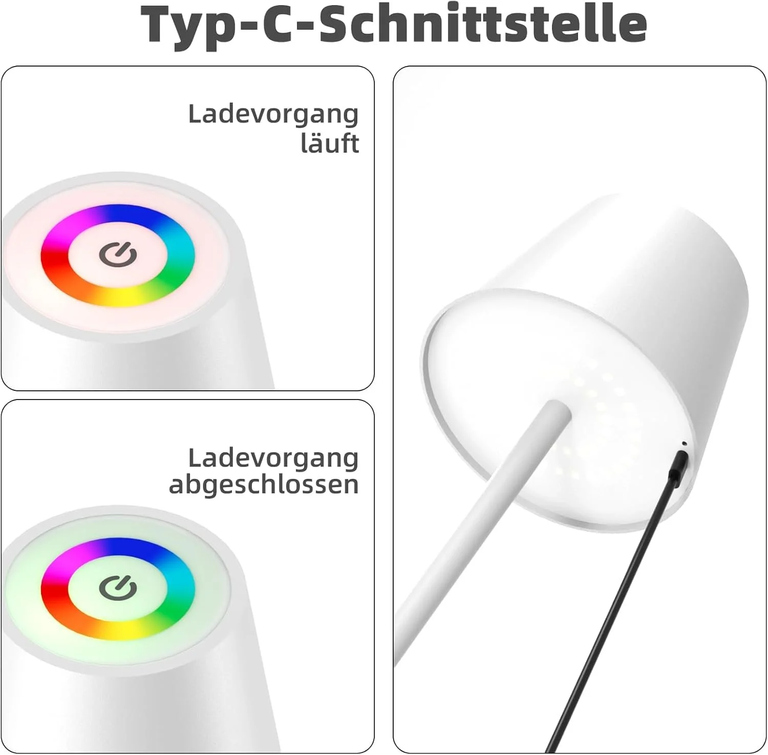 Настільна лампа Keepoo Wireless Dimmable LED Акумуляторна IP54 3000 K + RGB Біла (2 шт.), фото №4