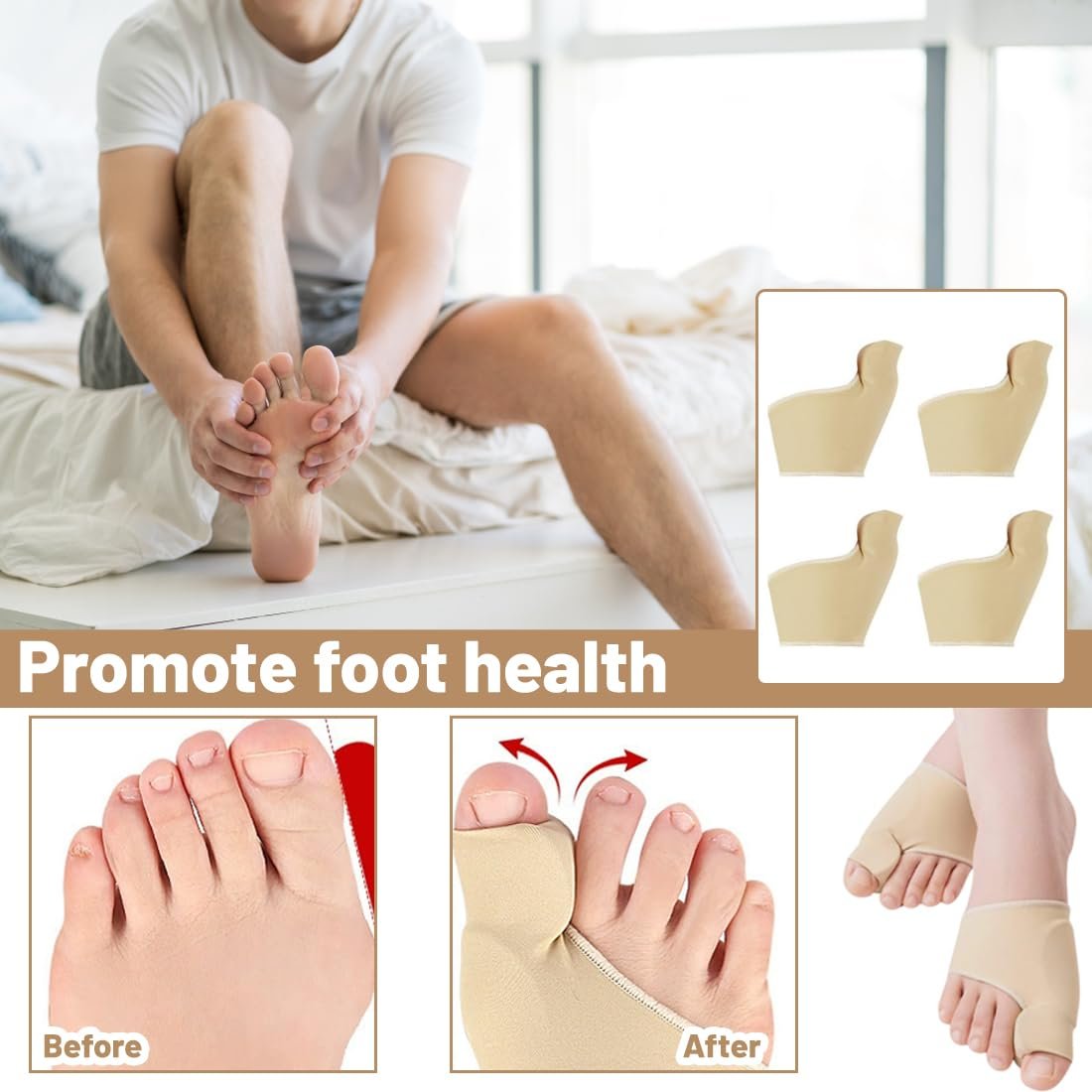 Шкарпетки Hallux Valgus 2 пари, бандаж для корекції Hallux Valgus з подушечками, фото №5