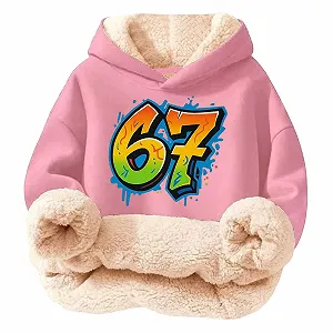 Худи для девочки Модный Толстовка Зимний Теплый Милый Лед 67 Принт Пуловер Повседневный Флисовая Куртка - Фото 1