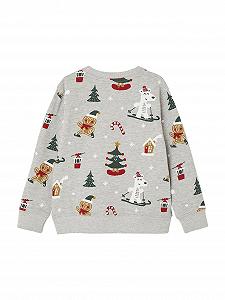 Рождественский свитшот для мальчиков Vertbaudet с забавным принтом synthetic.ua - Фото 1