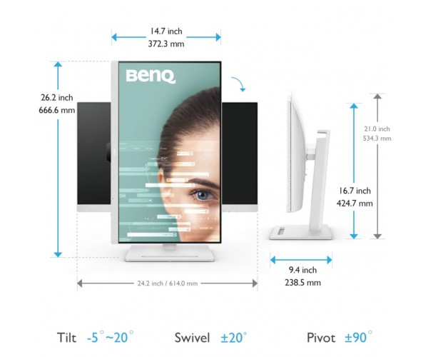 Монітор TFT 27" BenQ GW2790QT IPS QHD 75 Гц HDMI DP USB-C HAS колонки білий, фото №9