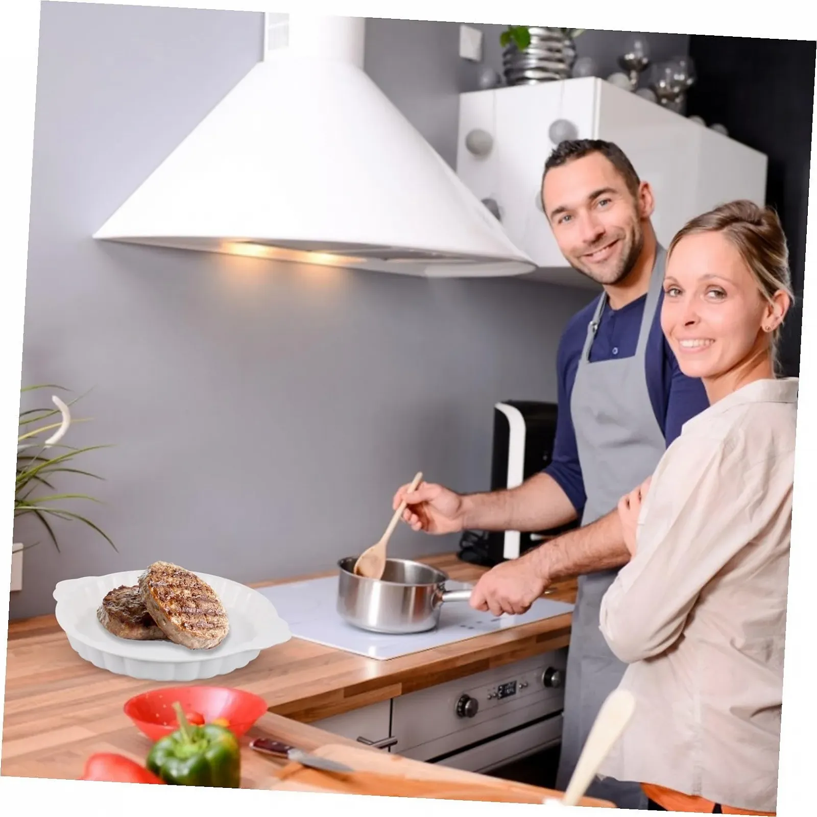 Форма для запекания керамическая круглая с ручками термостойкая белая, фото №7 Форма для запекания керамическая круглая с ручками термостойкая белая, фото №7