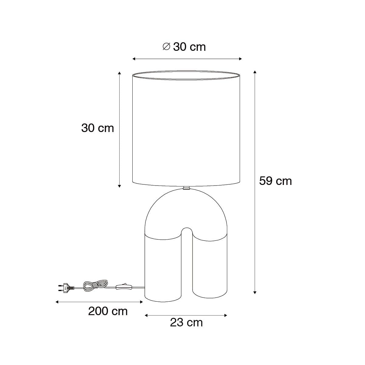 Настільна лампа Qazqa Lotti з абажуром 59 см чорна, фото №4
