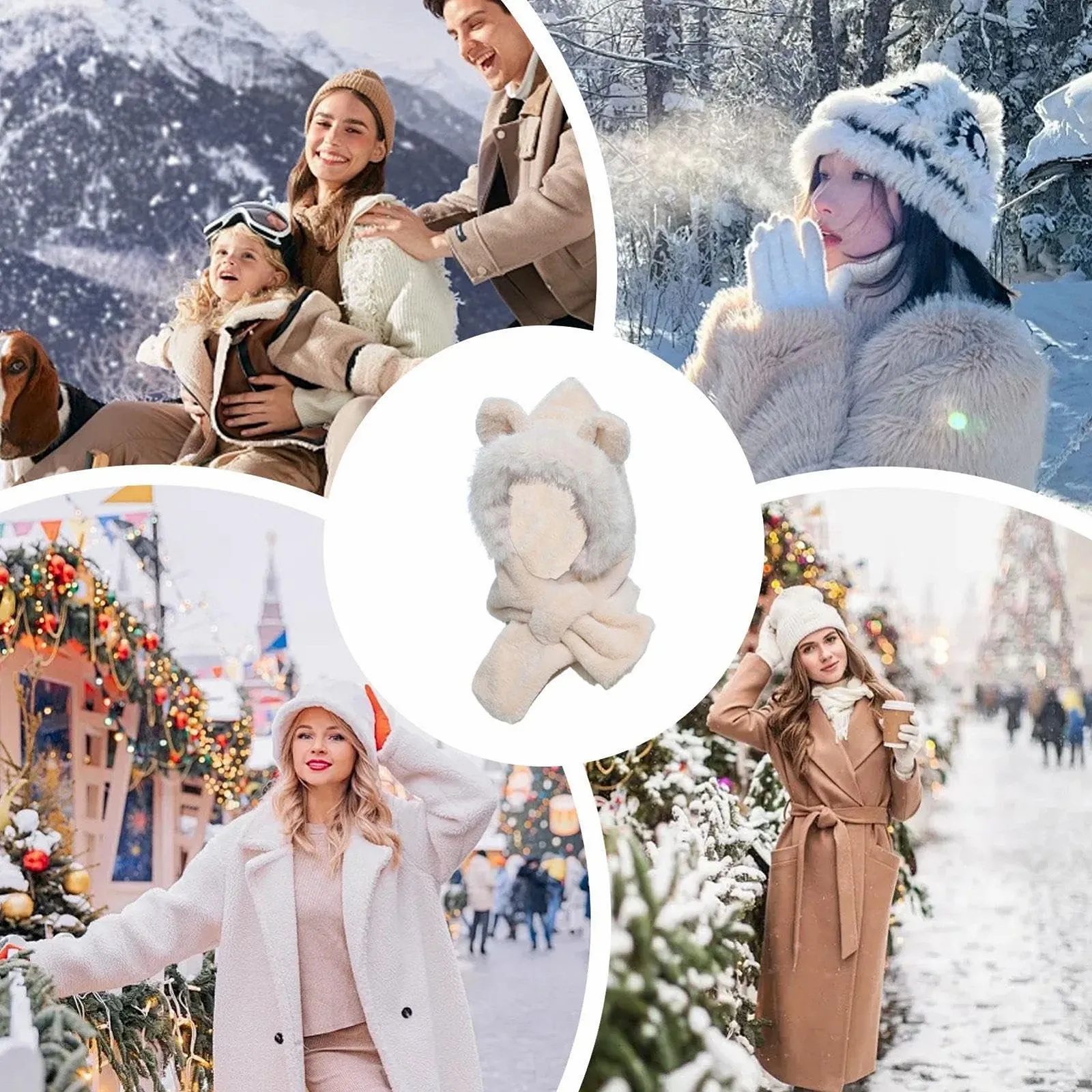 Шапка-вушанка зимова з капюшоном YNPQTDS Тваринка, фото №4