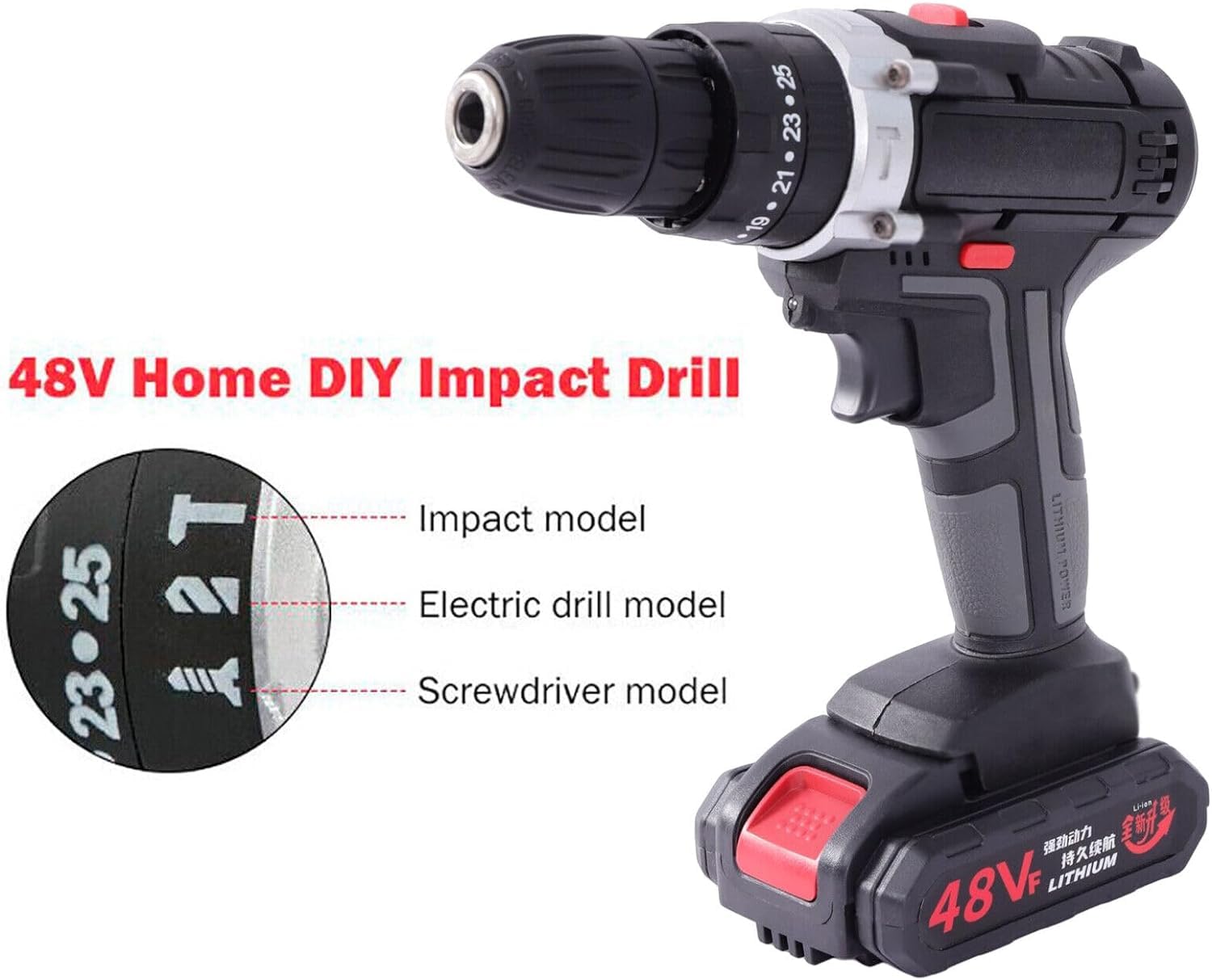 Аккумуляторный Шуруповерт 21 В Бесщеточная Дрель с 2 аккумуляторами и зарядным устройством 25-28 Нм 1350 об/мин Максимум, фото №5