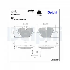 Комплект тормозных колодок, дисковый тормоз Delphi LP2162 для BMW, BMW (Brilliance) - Фото 1