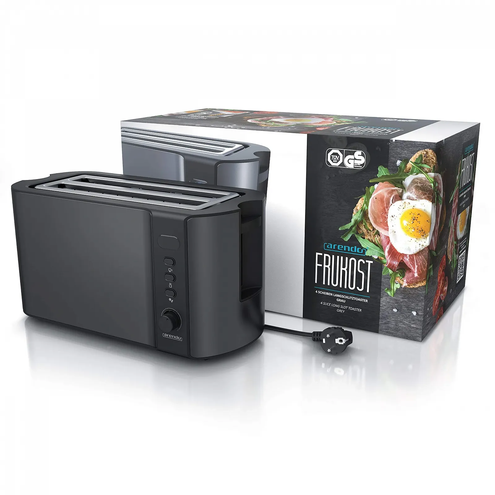 Тостер Arendo Stainless Steel Long Slot 4 скибочки Cool Grey, Admiral Blue (V2), фото №7