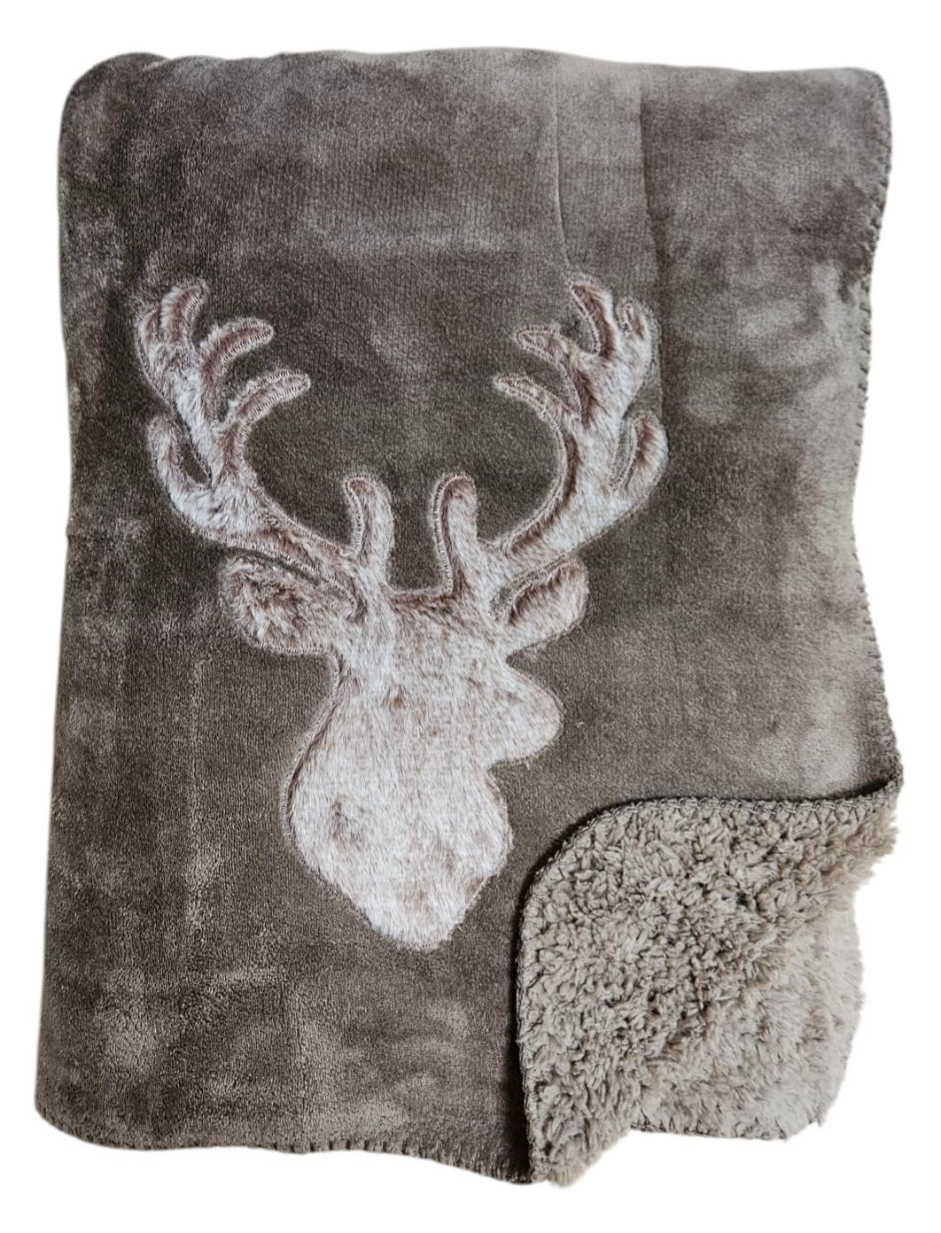 Плед Пухнастий Meinposten Олень, 150 x 200 см, Поліестер, Двосторонній, Коричневий, фото №5